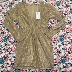 Endless Rose Sparkly Gold Fitted Cocktail Dress